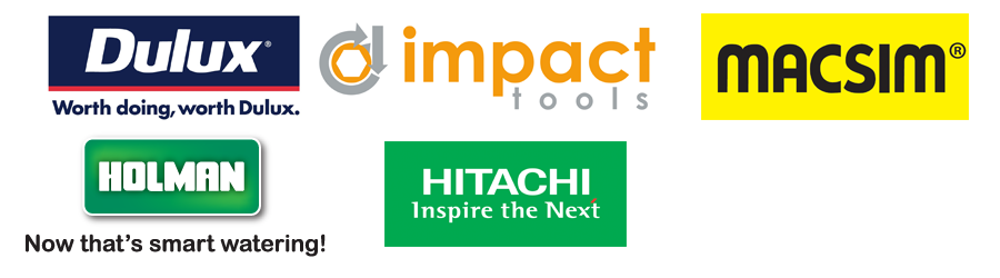Brands We Stock include: Dulux, impact tools, macsim, Holman, Hitachi